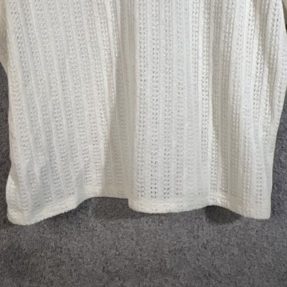 Madewell Womens XL Ivory Crochet Sweater Collared V-Neck Short Sleeve Retro Boho - Picture 6 of 12